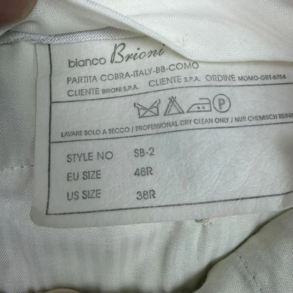 Brioni Dress Pants Mens 38 Beige Linen Flat Front Belted Straight Leg Italy